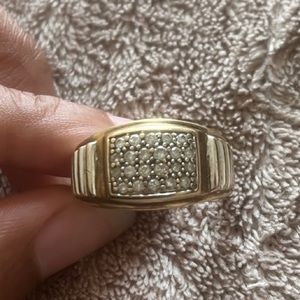 Vintage 10K Men Bracelet/ring Gold with Stepped Sides and Pave Rectangle